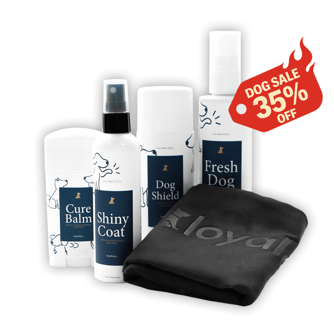 Dog Care Kit - Shampoo, bálsamo, acondicionador, talco y toalla